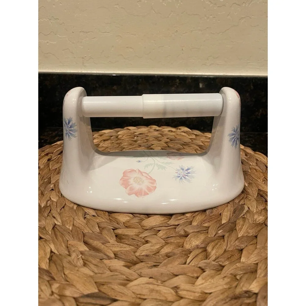 Vintage Porcelain Bathroom Floral Toilet Paper Holder